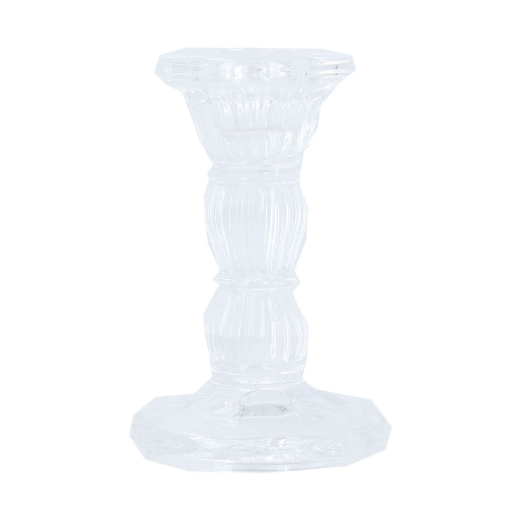 Clear Glass Moulded Candlestick Sml