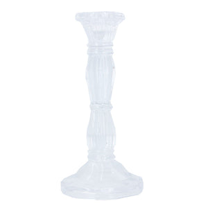 Clear Glass Moulded Candlestick Lrg