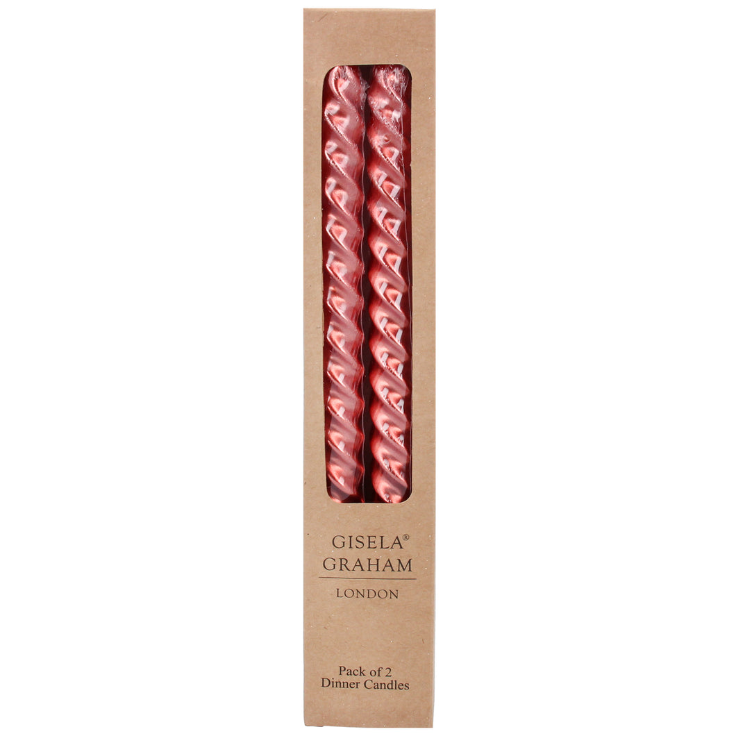 Metallic Red Twist Set of 2 Candles