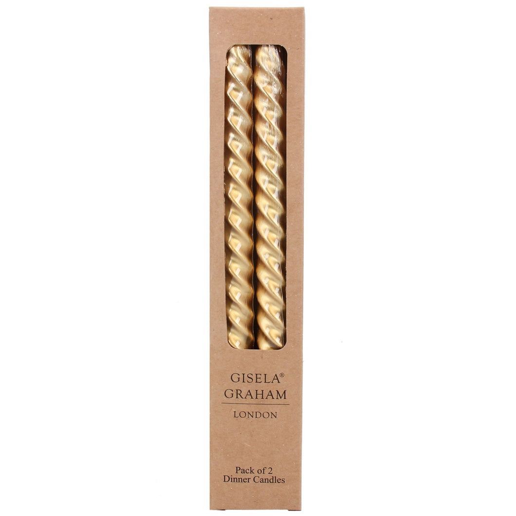 Metallic Gold Twist Taper Candle Box of 2