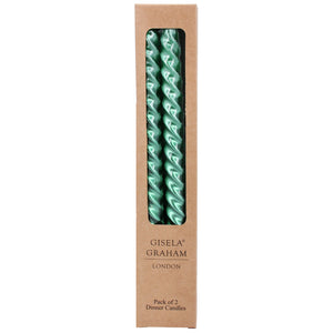 Metallic Green Twist Set of 2 Candles