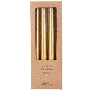 Metallic Gold Taper Dinner Candle Box of 4