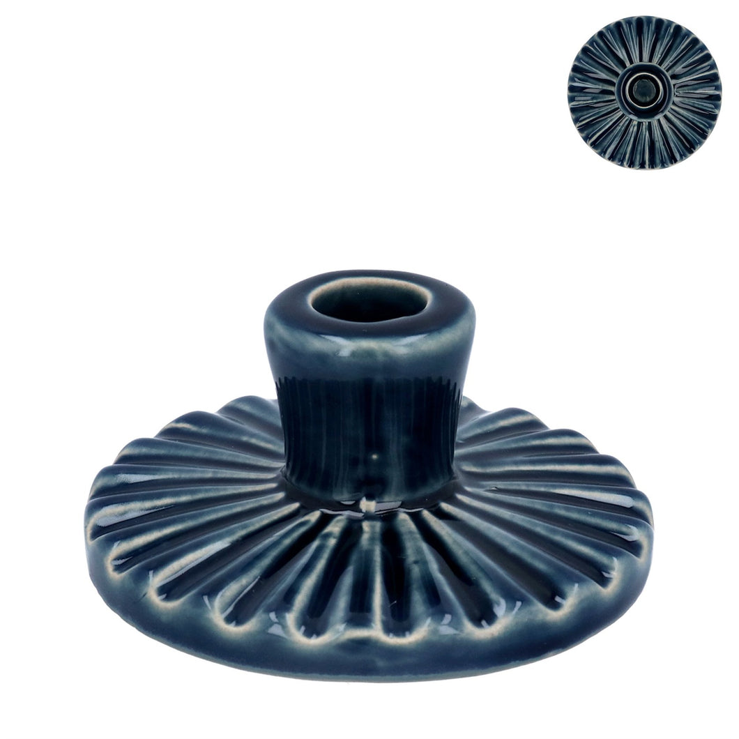 Ceramic Candle Holder - Navy Round