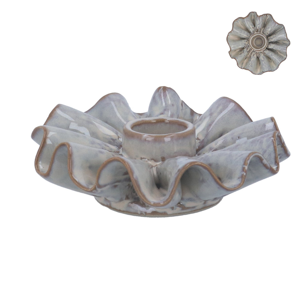 Ceramic Candle Holder - Frill Taupe