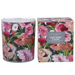 Painted Peonies Scented Candle Pot