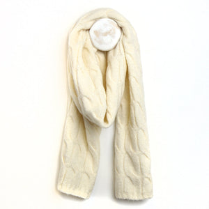 Cream Blend Cable Knit Scarf