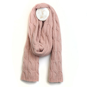 Pale Pink Cable Knit Scarf