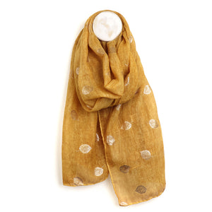 Leaf Foil Mustard Washed Scarf