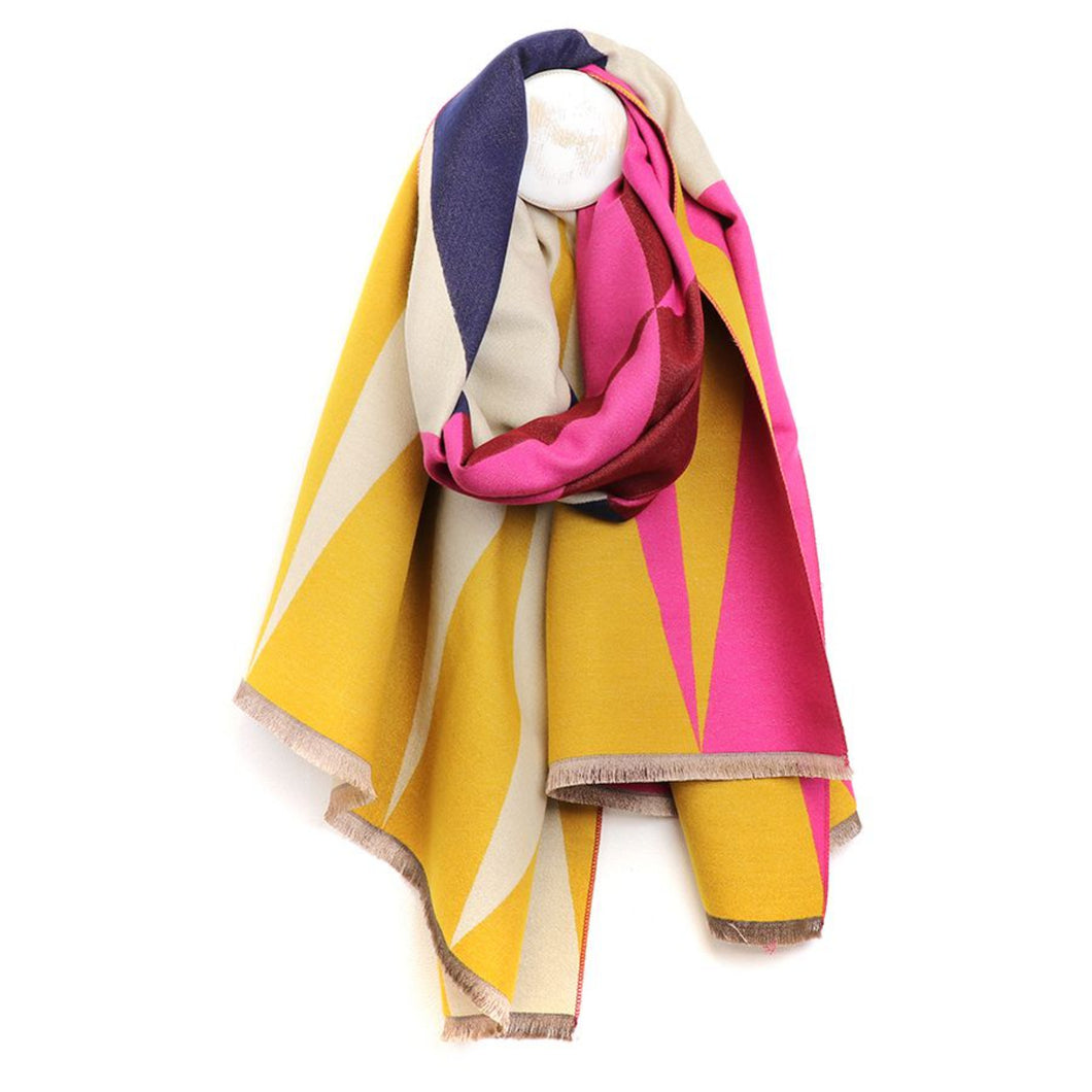 Mustard and Pink Colour Block Scarf