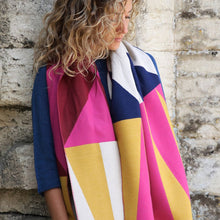 Load image into Gallery viewer, Mustard and Pink Colour Block Scarf
