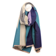 Load image into Gallery viewer, Teal &amp; Navy Colour Block Scarf
