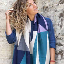 Load image into Gallery viewer, Teal &amp; Navy Colour Block Scarf
