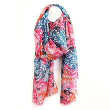 Load image into Gallery viewer, Pink and Blue Paisley Print Scarf
