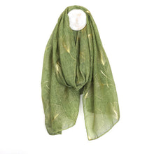 Load image into Gallery viewer, Recycled Green Rose Gold Ginkgo Scarf
