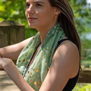 Recycled Green Gold Large Speckled Print Scarf