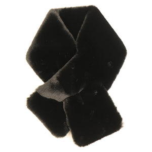 Black Faux Fur Pull Through Scarf