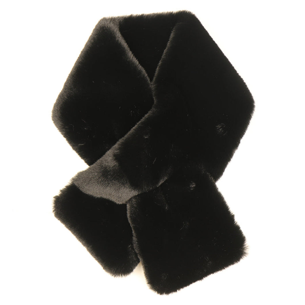 Black Faux Fur Pull Through Scarf