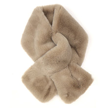 Load image into Gallery viewer, Taupe Faux Fur Pull Through Scarf
