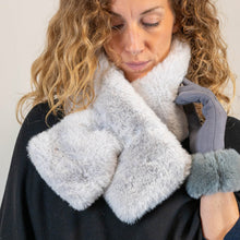 Load image into Gallery viewer, Grey Faux Fur Pull Through Scarf
