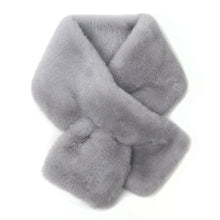 Load image into Gallery viewer, Grey Faux Fur Pull Through Scarf
