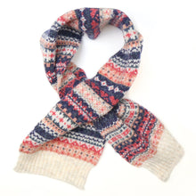 Load image into Gallery viewer, Cream/Denim/Coral Pull Through Scarf
