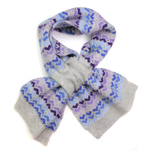 Load image into Gallery viewer, Blue Mix Heart/Grey Wool Blend Pull Through Scarf
