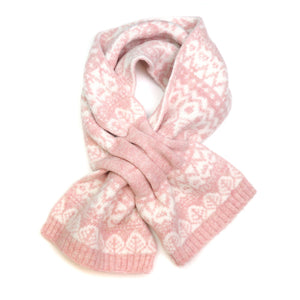 Pale Pink Wool Blend Short Pull Through Scarf