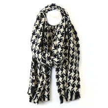 Load image into Gallery viewer, Monochrome Houndstooth Scarf
