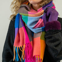 Load image into Gallery viewer, Orange/Brights Mix Checked Block Scarf
