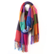 Load image into Gallery viewer, Orange/Brights Mix Checked Block Scarf
