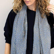 Load image into Gallery viewer, Dove Blue/Grey Scarf with Gold Speckle
