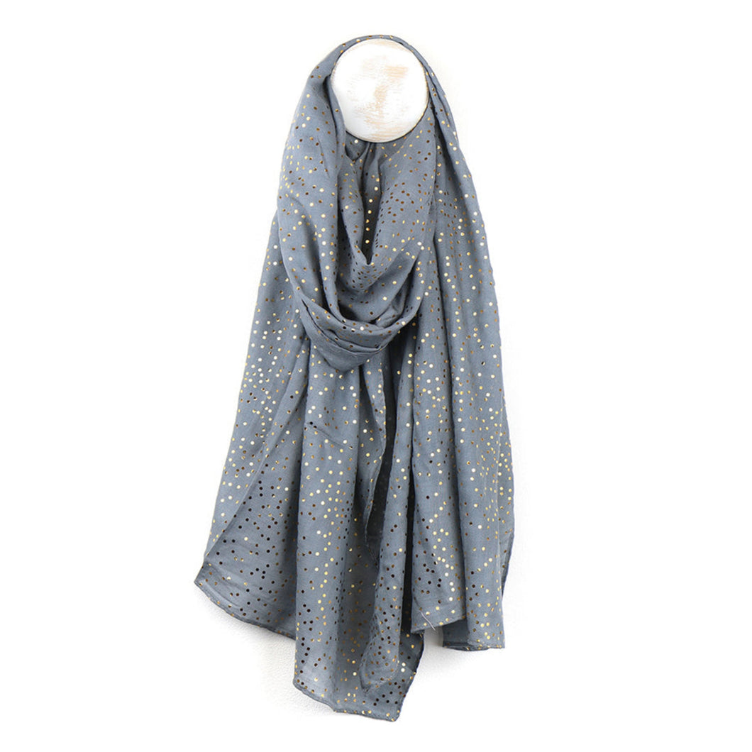 Dove Blue/Grey Scarf with Gold Speckle