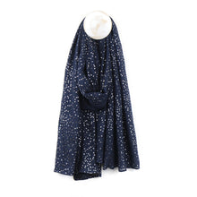 Load image into Gallery viewer, Navy Scarf with Silver Speckle Foil
