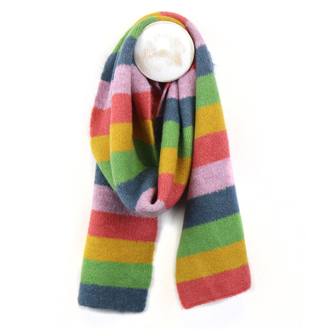 Rainbow Striped Knitted Scarf