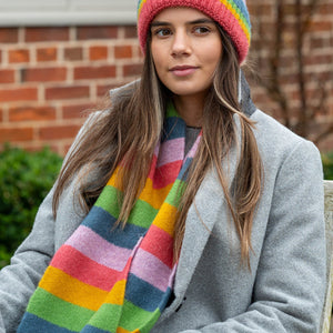 Rainbow Striped Knitted Scarf