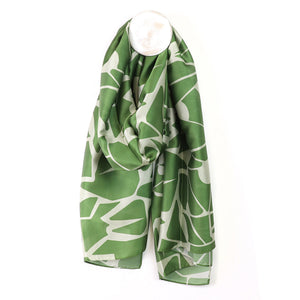 Green and Ecru Recycled Blend Shape Print Scarf