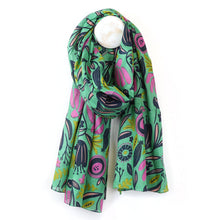 Load image into Gallery viewer, Green Mix Abstract Meadow Print Scarf
