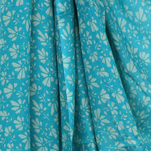 Load image into Gallery viewer, Teal Blue Floral Stencil Print Scarf with Fringe

