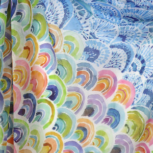 Blue Mix Watercolour Rainbow Print Scarf