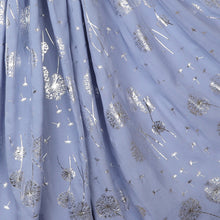 Load image into Gallery viewer, Mid Blue/Metallic Dandelion Print Scarf
