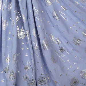 Mid Blue/Metallic Dandelion Print Scarf