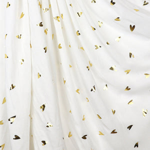 White/Metallic Heart Print Scarf