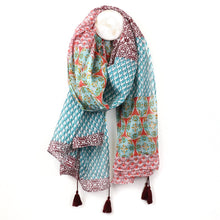Load image into Gallery viewer, Red/Blue Multi Print Scarf
