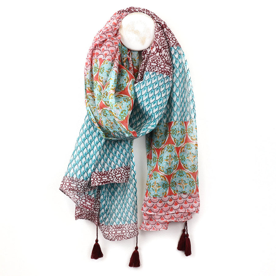 Red/Blue Multi Print Scarf