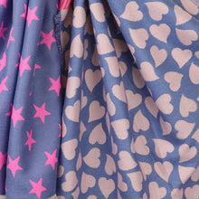 Load image into Gallery viewer, Reversible Blue/Pink Star, Heart/Leopard Scarf
