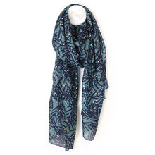 Load image into Gallery viewer, Teal Green Paisley Leaf Silhouette Scarf
