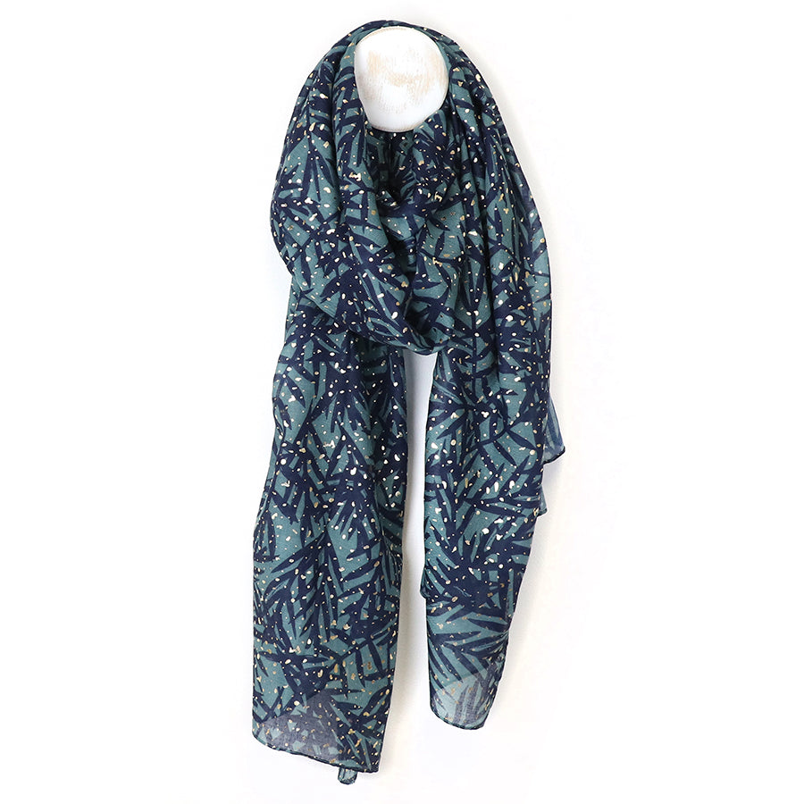 Teal Green Paisley Leaf Silhouette Scarf