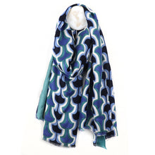 Load image into Gallery viewer, Blue Mix Retro Inspired Viscose Twill Scarf
