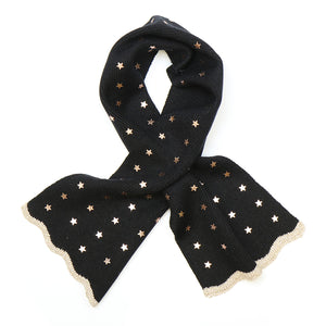 Black Fine Knit Pull Through Scarf
