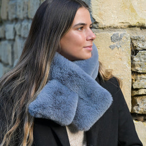 Dark Grey Faux Fur Pull Through Scarf